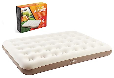 CROSS COUNTRY Double Camping Air Bed – Flocked Inflatable Mattress with Coil Beam Support | Waterproof Blow Up Bed for Camping, Guests, Festivals & Travel | Quick Inflate Portable Airbed
