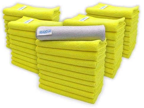 IGAD IGADCloth 50 Yellow Microfibre Cleaning Cloths 40x40cm + 1 free glass cloth, Durable Cleaning Cloths for a Pristine Clean, Ideal Microfiber Cloth for all Surfaces