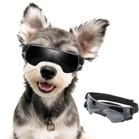 Billionchains Dog Goggles for Small Dog Doggy Goggles with Adjustable Straps Anti-UV Doggie Sunglasses Windproof Eye Protection to Small Breed, Black