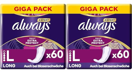 Always Profresh Slipeinlagen Damen Large (60 Binden), Giga Pack, Geruchskontrolle, für maximalen Schutz am Tag (Packung mit 2)