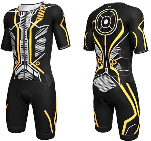 Lo.gas Herr Pro Trisuit kortärmad triathlondräkt för ironman-tävlingar och triathlon-tävlingar – högkvalitativ triathlondräkt för män, Orange 2, L