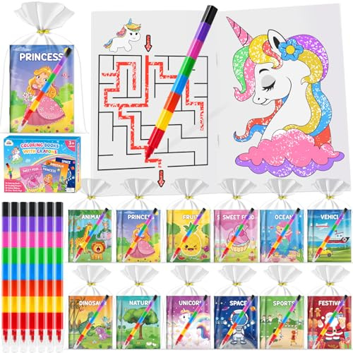 ZMLM 24 Pack Coloring Books for Kids with Crayons,Graduation Party Favors for Kids 4-8, Goodie Bags Stuffers for Toddlers, Classroom Prizes Birthday Return Gifts (Party)