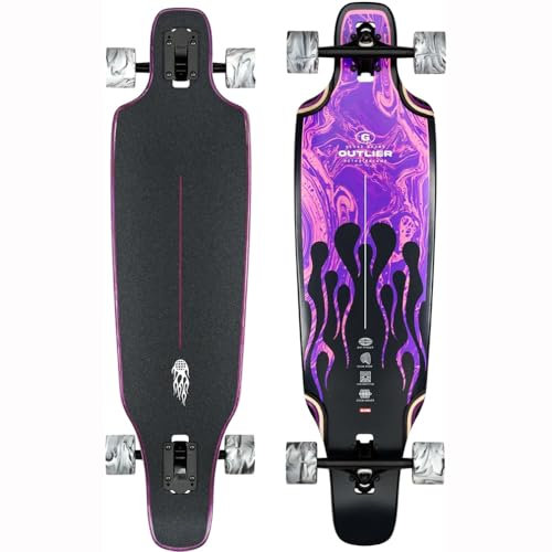 GLOBE CRUISER OUTLIER PROFESSIONALE 36″ PURPLE FLAMES + 20 Stickers skateboard (purple flames, 36)