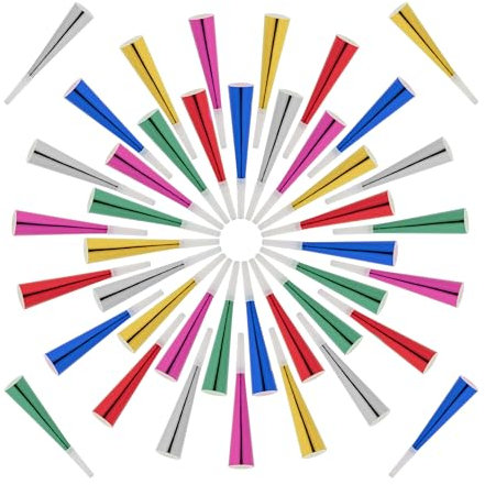 Relaxdays Partytröten im 114er Set, Tröten Kinder, Krachmacher Geburtstag, Fasching & Silvester, Papiertröten, bunt