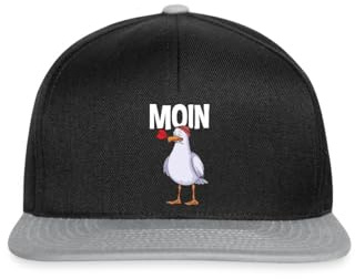 Spreadshirt Darts Dart Moin Möwe mit Dartpfeil Snapback Cap, One Size, Schwarz/Grau