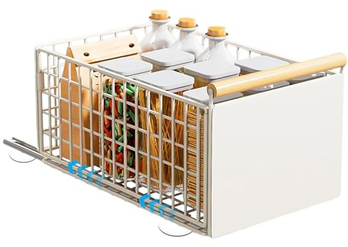 Yunkctuk Cajones Extraibles para Cocina, Cajón Telescópico, Bandeja Extraible Armario Cocina Disponible en 2 Tamaños, Organizador Armario Cocina Extraible Blanco（Grande）