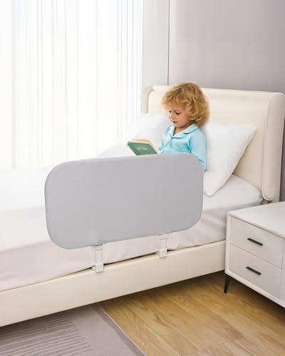 Grelife 33 Portable Travel Bed Rail for Toddlers (Compact), Fast Install, Adjustable Height, Tall Toddler Bed Rails for Crib, Single, Twin Bed, Foldable Baby Bed Rail Guard for Box, Flat Bed
