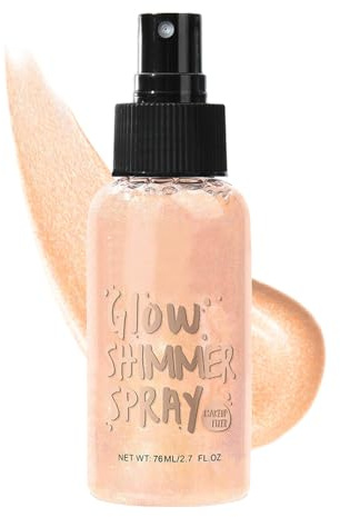 Makeup Fixing Spray And Liquid Luminiser, Peach Gold Shimmer, 76 ml | Broad Black Pump For Even Application, Buildable Radiance Over Completed Make-Up, For Parties, Events And Evening Looks
