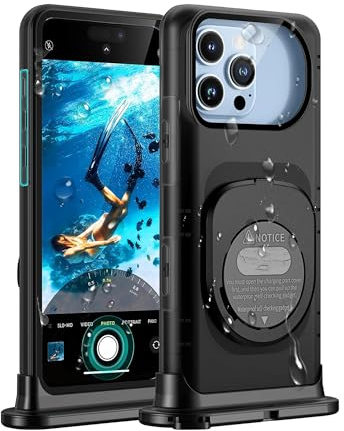 Lanhiem Coque Étanche 15M pour iPhone 16 Pro Max 16 Plus/15 Pro Max 15 Plus/14 ProMax 14 Plus/13 ProMax/12 ProMax, IPX8 Pochette Téléphone Étanche Plongée pour iPhone 12 à 16 (6.7-6.9''), Noir