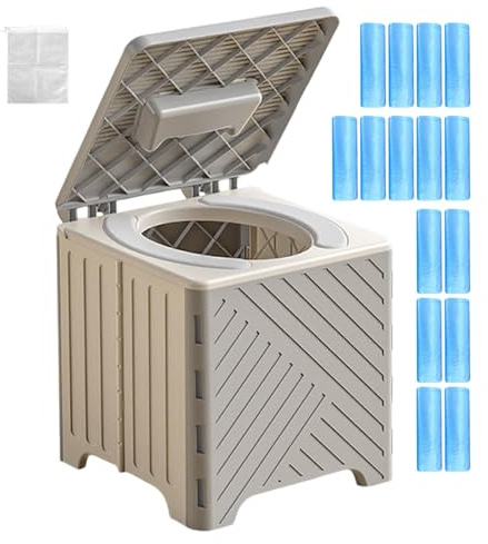 Uhngw Toilette Portable Camping - Pot De Chambre Camping | Réservoir Déchets Anti-Dérapant Pliable Avec Coussin PVC Pour Chantiers Éloignés Extérieur Camping-Car