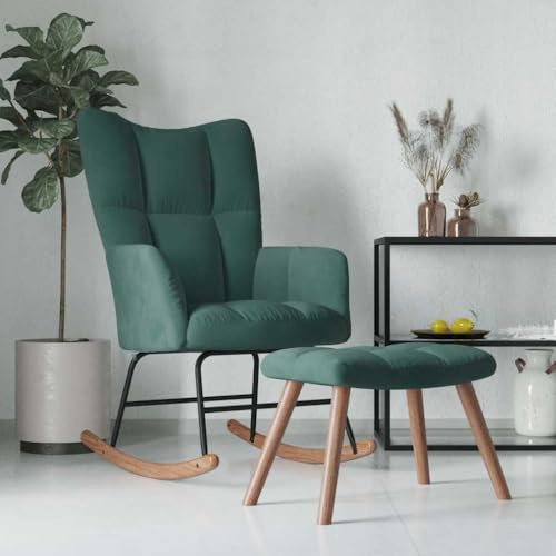 Générique Chaise à Bascule avec Repose-Pied Vert foncé Velours,Meubles,Fauteuils et chaises,Fauteuils à Bascule,Vert,9.85 KG,328152