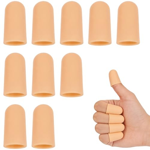 Horktrust 10 Piezas Dedales de silicona, protector dedos mano, dediles para dedos mano - Para la piel agrietada, el eccema en las manos y la artritis en las articulaciones - Caqui