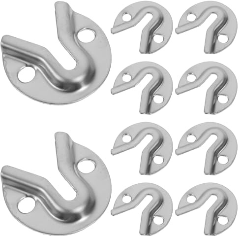 Uonlytech 10pcs Mirror Mounting Clips Round Brushed Metal Picture Frame Hooks Wall Hanging Brackets for Furniture Frames and Mirrors, Keyhole Hangers for Home Decoration