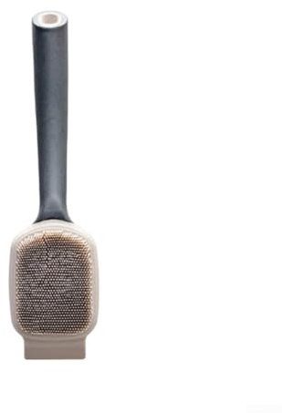 Spazzola per la pulizia dei piatti della cucina, manico lungo 23,5 cm, setole in silicone resistente per la rimozione del grasso, doppia funzione di raschiamento, impugnatura ergonomica per pentole