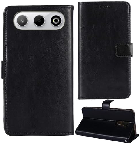 Tnviud Premium retro flip läder väska skydd skal mobiltelefon telefon fodral för allmän mobil GM 26 5G 6,75 tum fodral plånbok fodral hållare (svart)