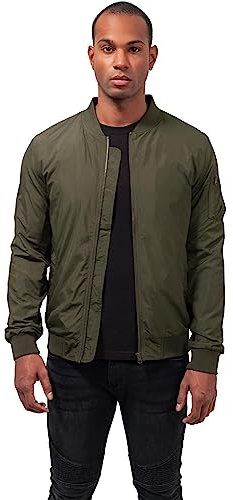 Urban Classics Herren Light Jacket Bomber Jacke, Dunkles Olivgrün, M EU
