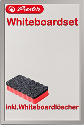 Herlitz 10524627 Whiteboard und Magnettafel, 40 x 60 cm/Kombi-Set (inkl. Löscher rot)