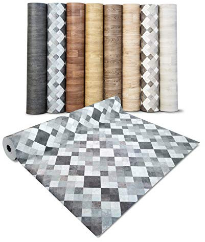 casa pura Rivestimento pavimento in PVC Pellicola in vinile per mobili e pavimenti - effetto mosaico pavimento in PVC rotolo antiscivolo (ispetto Mosaico grigio 200 x 100 cm)