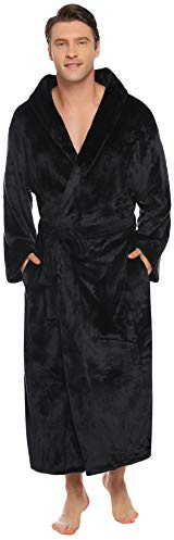 Vlazom Morgonrock för män, varm morgonrock med huva, flanell, mjuk badrock, fluffig huvtröja, för vintern