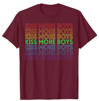 Kiss More Boys Rainbow Gay Pride Funny LGBT Flag Men Gift T-Shirt