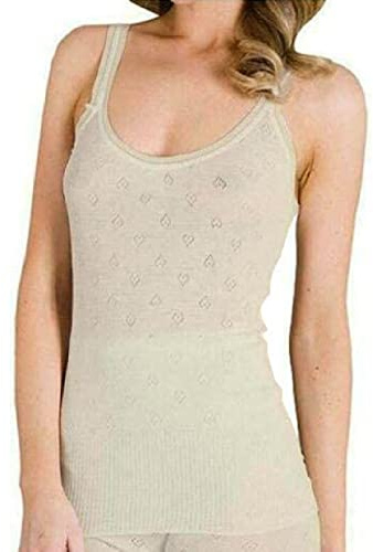 Top Linen (NW) Ltd Ladies Thermal Vest Top - Cream French Neck Spencer Short for Women - Snowdrop Girl Sleeveless Round Neck Vest - Made in UK (French Neck Spencer Short OffWhite - Medium)