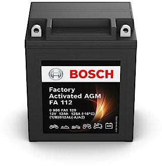 Bosch FA112 - Batería para Motocicletas AGM - 12V 125A 12Ah - Adecuada para motocicletas, motos de enduro, scooters, quads, motos de agua - Compatible M4F32, BB12AL-A, BB12AL-A2