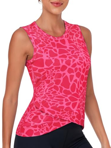 Womens Gym Vest, Womens Workout Tops Sleeveless Golf Tops for Women Sports Running Activewear Tank Crew Neck Yoga Tank Ladies Golf Clothing