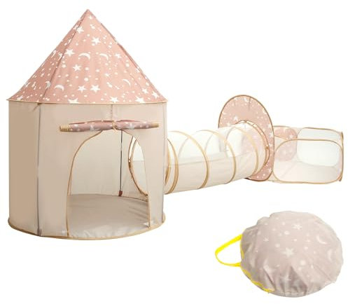 Kinderzelt Indoor mit Krabbeltunnel Pop Up Bällebad Kinder Faltbar mit Aufbewahrungstasche Spielzelt Kinder Indoor für Kindergartenaktivitäten Picknicks Familienfeiern Geburtstagsfeiern