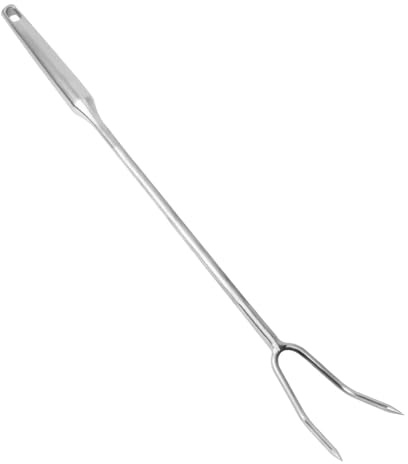 Baoblaze Forchettone in Acciaio Inox per Carne, Utensile da Cucina a Due Punte per Barbecue E Grigliate, Maniglia in Acciaio 50cm