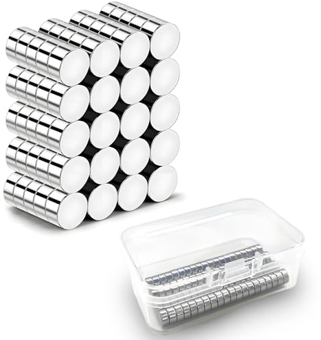 NXPUXP 100 Piezas Imanes de Neodimio,5mm x 3mm Imán Redondos de Tierra RARA Potentes y Pequeños,para Pizarra Magnética,Tablón de Anuncios,Neveras y Manualidades