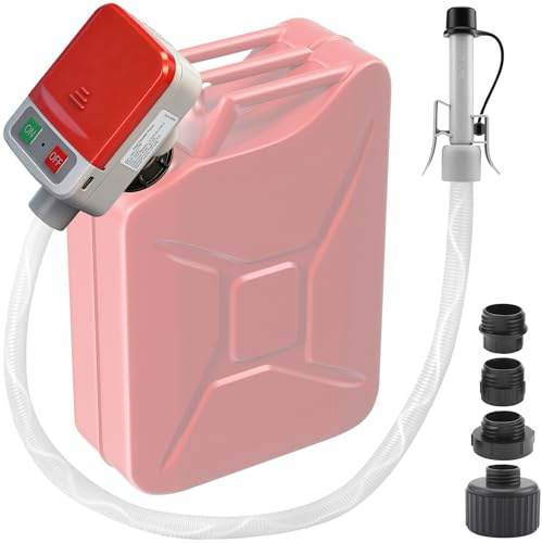 Bomba de transferencia de combustible con Sensor de Parada Automática,Eléctrica Bomba Gasolina Caudal Hasta 9 Litros/Minuto,Bomba Gasoil con 3 Tamaños de Adaptador Apto para Gasolina y Diésel