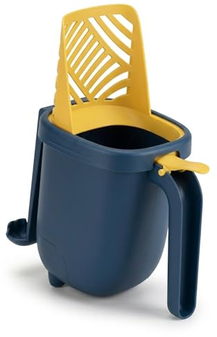 loveviu Pala para Arena de Gatos con Contenedor y Tamiz – Recogedor Higiénico para Arenero, Filtro para Separar Arena Limpia, Diseño Antidesperdicio, Fácil de Vaciar y Limpiar (Azul)