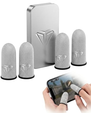 QEDBOJE 4 Unidades (2 Pares) Fundas de Dedo Ultra Sensibles con Fibra de Plata para Máxima Precisión en Juegos Móviles, Transpirables, Resistentes al Sudor y Antideslizantes