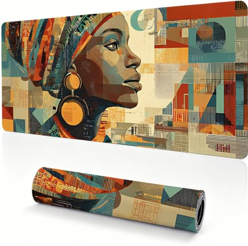 Musmatta 1 000 x 500 x 4 mm, halkfri, Afrika dam-2 0x0-138 | Halkfri vattentät med sydda kanter för gamer, dator, bärbar förbättrar noggrannhet och hastighet