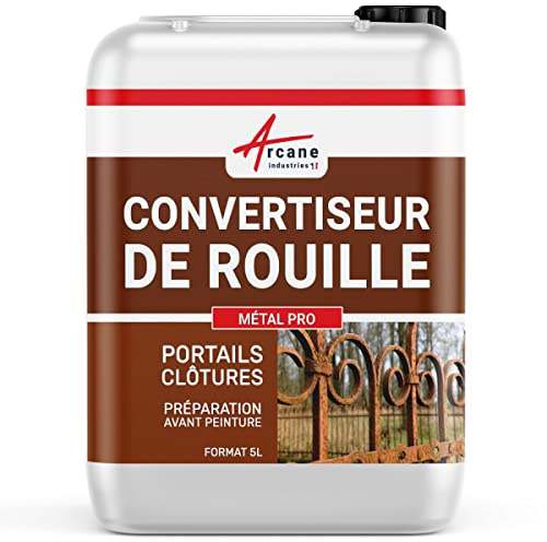 Convertisseur de rouille, Stop rouille | Produit de traitement antirouille curatif | Agit sur le métal en 15 minutes : Métal Pro - 5 L - ARCANE INDUSTRIES