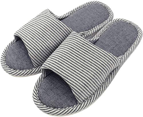 AioTio Pantoufle confortable antidérapante en lin et coton décontracté pour femmes et hommes (bleu marine, adult, men, numeric_41, numeric_range, eu_footwear_size_system, numeric_42, medium)