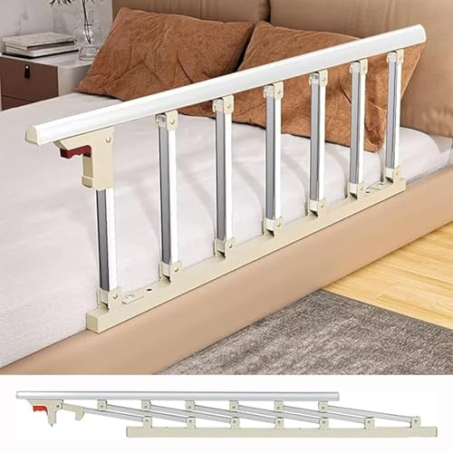Barriera Letto, Dispositivi Assistenza Medica Disabili, Pieghevole Letto Protezione Laterale, Steel Barriera Letto con Rilievo Gomma Piuma per Anziani Anziani Adulti Bambini, 7 Barre Verticali