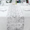 Fowecelt Tischläufer Silber Tischdeko Glitzernde Tischdecken Party Tischband Silber Metallic Dekoration mit Goldfolie für Hochzeit Weihnachten Geburtstag Party Dekor 14 * 72 Zoll (35 * 183cm)