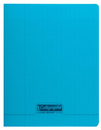 Calligraphe 18112AMZC Lot de 4 Cahiers Agrafés (une Marque de Clairefontaine) - 17x22 cm - 60 Pages Grands Carreaux - Papier Blanc 90 g - Couverture Polypro Transparent (Bleu, Rouge, Vert et Jaune)