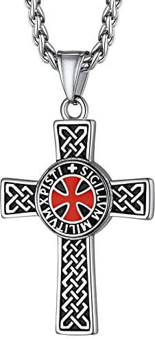 Richsteel Colgante Templario Knight Templar Cross para Hombres Mujeres, Collar Cruz Templaria