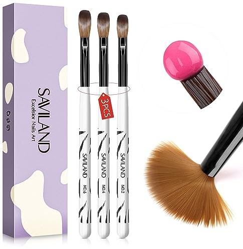 Saviland 3 PCS Acryl Pinsel für Nägel - Professionelle Acrylpinsel Nägel, Acryl Pinsel Nagel für Acrylpulver & Acryl Liquid, Acryl Nail Brush, Nagel Pinsel Nailart Pinsel für Acryl Nägel