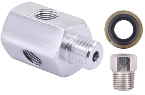 Öldruckgeber Öldruckschalter Turbo Öldrucksensor Adapter M12x1.5 Druckadapter 1/8 NPT T Adapter Edelstahl Öldruck Ölzufuhr Anschluss Buchse Stecker mit Dichtring Verschlussstopfen für 3er E36 E30