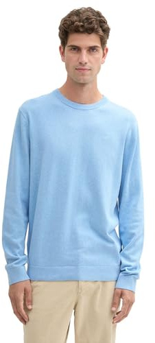 TOM TAILOR 1039810 Pull en Tricot à col Rond, 37092-sky Blue Dark Melange, XL Homme