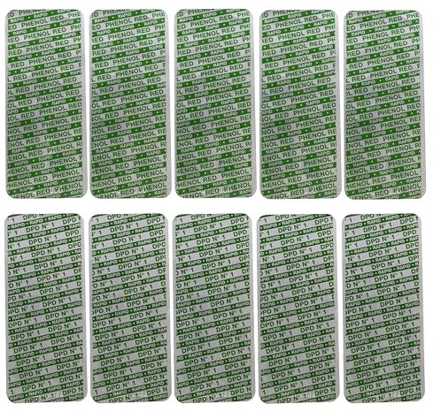 HAF® Lot de 100 pastilles de test Phenol Red & DPD No1 Rapid pour testeur d'agitation en blister de 10 pièces. Détermination chimique précise de la valeur du pH, du chlore et du brome. Qualité