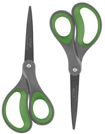 LIVINGO Ciseaux robustes – Ensemble de ciseaux de bureau tranchants pour couture, coupe de tissu et travaux manuels – Lames revêtues de titane avec poignées confortables – Essentiels pour la maison