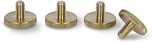 PrecisionGeek - Tornillo de cabeza grande moleteada de latón de 20 mm de diámetro, M6 x 10 mm, juego de 4 tornillos