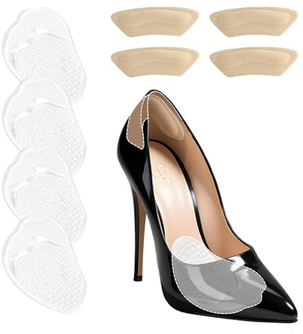 Welnove Demi Semelles Coussinet - 4 Pairs Coussinets en gel adhésifs pour talons hauts pour femmes,Semelle gel,Protéger et soulager les douleurs plantaires,Small