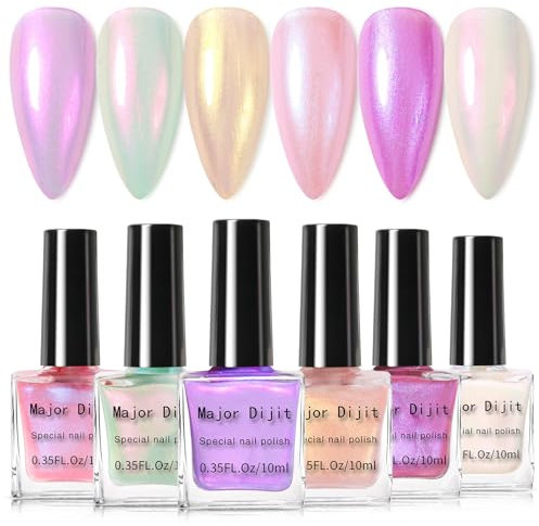 6 Farben Perlglanz Nagellack Set - Quick Dry Polish für Nagelkunst, Langanhaltend Chip Resistant & Auf Wasserbasis für Nail Art DIY (Aurora)