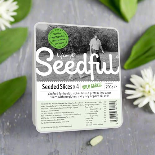 5 x Seedful Slices with Wild Garlic 4 Slices 250g (1250g) Nut Free, Gluten Free, Vegan Friendly, Pure Seeds, No Hidden Nasties, No Added Sugar