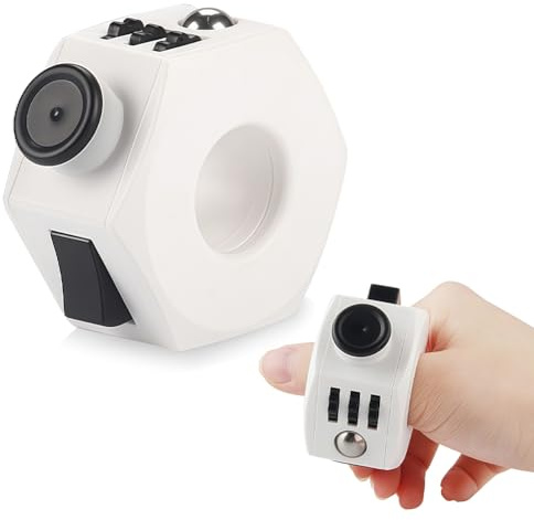 Anneau Anti-Stress 6 en 1 - Jouet Sensoriel Multifonction avec Clic/Glisser/Rotatif - ABS Hypoallergénique pour Enfants/Ados/Adultes - Cadeau Ludique (Noir)